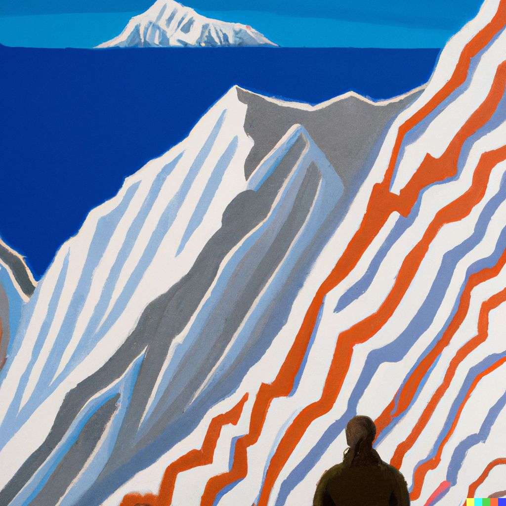 someone gazing at Mount Everest, painting by Sol LeWitt